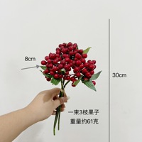 Kunstmatige ronde vruchten met 3 takken, kunstmatige bessen, kleine bosbessen, kerstdecoratie voor thuis, accessoires voor bloemstukken