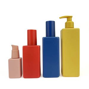 Custom empty 50 200 250 300ml cosmetic lotion shampoo packaging bottle PCR PET frosted spray square plastic pump bottle