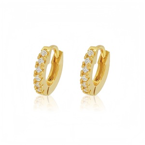 Huggie Earrings Gold Plated Micro Pave Zircon Small Hoop Everyday Wear Unisex Jewelry - Product Image 1