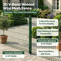 Panneaux de clôture en treillis métallique incurvé 3D, clôture de sécurité en treillis soudé en V, clôture de jardin en métal galvanisé et recouvert de PVC avec poteaux