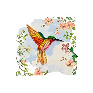 Carte d'invitation 3D pop-up faite à la main avec colibris et motifs floraux, finition mate personnalisée, artisanat en papier du Vietnam - Product Image 3