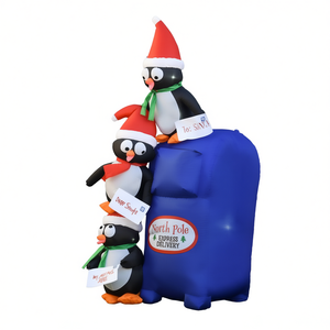 Décoration de jardin de Noël en forme de pingouin gonflable avec boîte aux lettres, livraison express du Pôle Nord, décoration de vacances en plein air, matériau PVC - Product Image 1