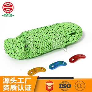 Ronsun 4Mm Fluorescent Green Reflective Tent <b>Rope</b> Outdoor <b>Guy</b> Lines With Aluminum <b>Rope</b> Clips - Product Image 2