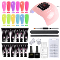 Kit de Vernis à Ongles en Gel Polygel 15 ml Marque Privée avec Lampe, Ensemble d'Extension de Gel avec Base, Top Coat et Solution de Glisse