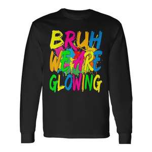 Camiseta de Manga Larga con Diseño Abstracto que Brilla en la Oscuridad para Adultos, Unisex, Cuello Redondo, Algodón, Ropa Casual Promocional, Impresión Digital - Product Image 1