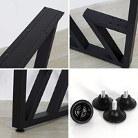 Pieds de table en métal durables H28xL24 pouces, noirs, style moderne campagnard, usage commercial, pour bureau/table à manger, bureau d'ordinateur en bois à 2 niveaux, en fer, à monter soi-même