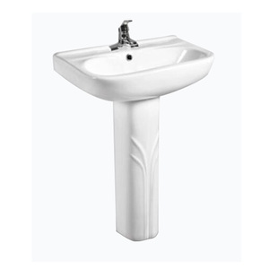 Lavabo de pedestal CR One Piece de 490x420 mm, de cerámica, con un solo orificio, para baño doméstico. - Product Image 2