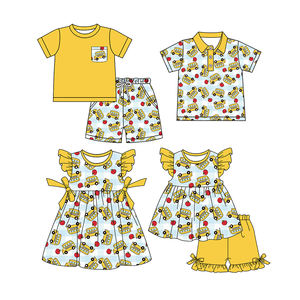 Preventa, Pedido Mínimo 5 Unidades, Camisetas Escolares con Estampado de Apple para Niños, Ropa Infantil de Algodón Orgánico de Alta Calidad al por Mayor, Boutique Infantil - Product Image 1