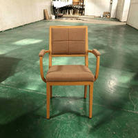 Chaises rembourrées en tissu haute densité, imitation bois, avec accoudoirs, pour hôtel, banquet, salle de conférence