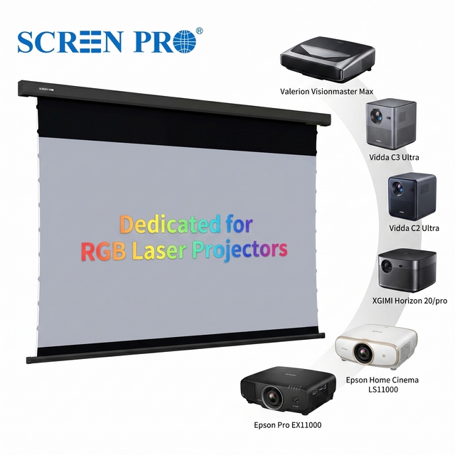 SCREEN PRO 84-150 Anti Laser Speckle 3C Gray Screen Ultra HD ALR Aluminum Alloy Wall/Ceiling Mounted Projection Screens