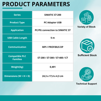 Adaptador USB Siemens 6ES7972-0CB20-0XA0 SIMATIC PC para S7-200/300/400 MPI PROFIBUS, cable de 5 m