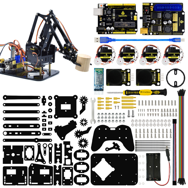 Keyestudio 4DOF Mini Desktop Robot Arm Kit for Arduino Educational Robot Arm