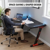 Table de jeu ergonomique de type L AOR, console de jeu spacieuse, pieds de table stables en forme de Z, vente en gros d'usine