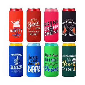 Có thể gập lại OEM tùy chỉnh Neoprene bia mỏng có thể koozy 330ml 12oz gầy có thể mát uống trắng gầy thẳng có thể mát COOZY Bìa - Product Image 1
