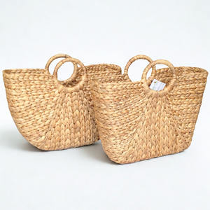 Sac en jacinthe d'eau vintage d'esprit bohème, détail en macramé, fait à la main, grande capacité, sac fourre-tout pour les festivals, pour les marchés internationaux - Product Image 1