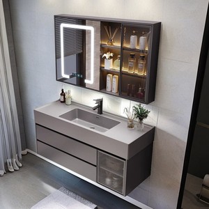 Mobile Bagno Integrato in Lastra <span class=keywords><strong>di</strong></span> <span class=keywords><strong>Roccia</strong></span>, Lusso Leggero, Combinazione Semplice e Moderna, Set Lavabo Bagno - Product Image 4