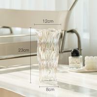 Vase à fleurs en verre transparent nordique cylindrique moderne de 30cm pour décoration de salon et table à manger