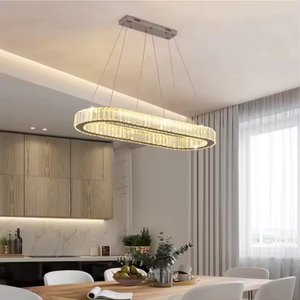 Lustre décoratif en cristal de luxe K9 doré moderne pour l'intérieur de la maison de cuisine de forme ovale - Product Image 4