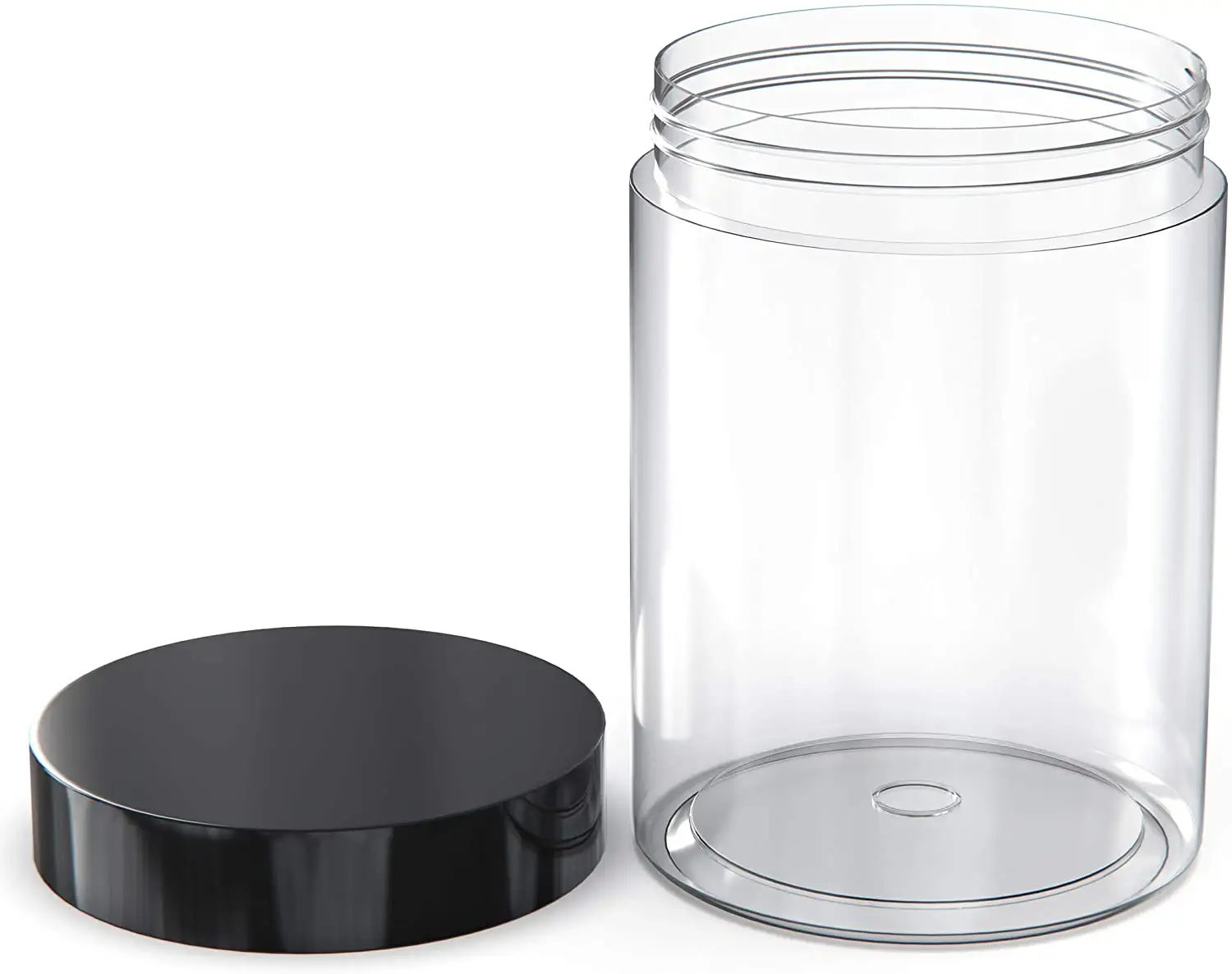 Şeffaf yuvarlak geniş ağızlı plastik kavanozlar 8oz konteyner depolama için kapaklı kozmetik sıvı ve katı ürünler