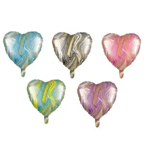 2021 New Arrival 50 PACK 18インチMuti Color Foil Heart Shaped Marble Agate Foil Balloons