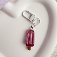 Porte-clés en résine en forme de sucette glacée au citron, de fruit simulé, de bâtonnet glacé à la fraise, de dessert, mini pendentif alimentaire, décoration de sac, cadeau