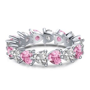 Anillo de plata S925 para mujer, corazón de núcleo rosa, circón, diamante, luz, lujo, exótico, superventas, anillo de joyería - Product Image 5