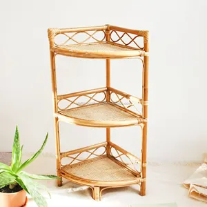 Prateleira canto rattan ecológica 3 tier para casa de neat atacado feita de vietnã para decoração de casa