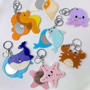 Llavero con Espejo de Maquillaje Mini, Serie de Animales Marinos Creativos, Duradero y Ecológico, Estrella de Mar, Ballena, Acrílico, Portátil, para Bolsos, para Mujeres - Product Image 1