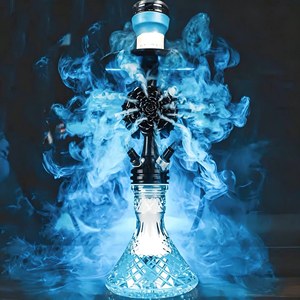 Chicha Premium V2A en acier inoxydable Rose Purge avec base en verre de 55 cm, un seul tuyau, pour salon et bar, ensemble OEM en gros - Product Image 1