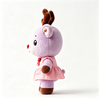 Peluche renne violet clair personnalisée avec robe tutu à volants et nœud en satin rouge, poupée en peluche, cadeau de Noël pour enfants, adorable peluche renne