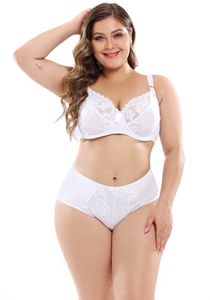 Ensemble de lingerie féminine YCH ultra-fin en dentelle, grande taille, soutien-gorge une pièce à coupe haute sans armatures et sans coutures, culotte sexy, bonnet <span class=keywords><strong>E</strong></span> - Product Image 5