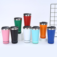 Cangkir termos nirkabel 16oz yang paling populer di pasar Afrika besi tahan karat cangkir pengeras suara Tumbler listrik Bluetooth