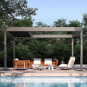 Pergola Moderna <span class=keywords><strong>in</strong></span> <span class=keywords><strong>Alluminio</strong></span> con Tetto a Lamelle Orientabili - <span class=keywords><strong>Gazebo</strong></span> da Giardino e Cortile con Telecomando - Product Image 2