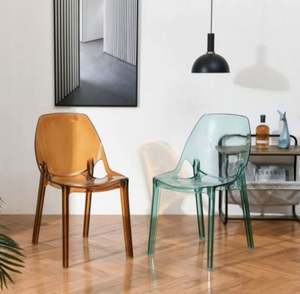 Silla y Mesa Art Deco de Cuero Transparente de Lujo Ligero, Silla de Comedor para el Hogar, Taburete de Maquillaje, en Stock en EE. UU., Mairun Kitchen Anniversary - Product Image 1