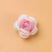 Usine pas cher prix crochet tête de fleur simple bulle rose branche en gros laine fleurs tricotées pour cadeaux de saint valentin