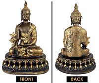 Vente en gros résine fengshui couleur or décor intérieur de la maison assis zen méditation statue de bouddha sur le trône de fer