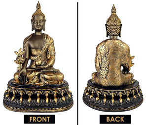 Vendita calda all'ingrosso <span class=keywords><strong>resina</strong></span> fengshui colore dorato home indoor decor seduto zen meditando statua di buddha sul trono - Product Image 2