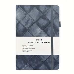 Cuaderno Vintage A5 de Tapa Dura, Imitación Piel, Cosido, Color Personalizado, Correa de Tela Vaquera, Páginas Rayadas, 100 Hojas - Product Image 3