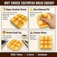 Southpeak Toy Pull Apart Bread Squishy PU Foam Slow Rising Fidget Toy Squeeze Toy Stress Relief Squishy Factory OEM Wholesale