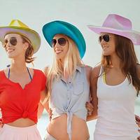 Sombrero de Vaquero Fluorescente de Ala Ancha con Forma de Perla para Fiestas, Accesorio de Disfraz para Halloween, Venta al por Mayor