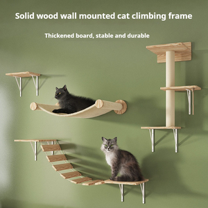 Modern Luxury Cat Climbing Frame Solid Wood DIY Style <strong>Wall</strong>-mounted <strong>Pet</strong> Toy for Indoor Exercise and Play Novel Design for Cats - Product Image 2
