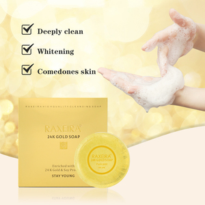 Sapone per la pulizia profonda e la cura della pelle luminosa con etichetta privata 24K oro sapone per il viso è caratterizzato da sbiancamento sbiancante - Product Image 3