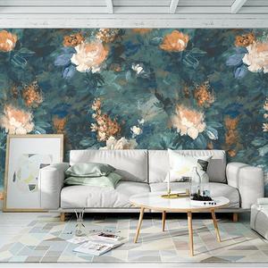 El-boyalı çiçek duvar Nordic <span class=keywords><strong>Vintage</strong></span> TV arka plan yatak odası soyut sanat avrupa su geçirmez kanvas kumaş duvar kağıdı - Product Image 3