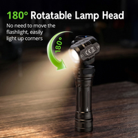 Tank007 WK1 180 °   Lampe torche rotative à double lumière, 160h, 250m, rechargeable, magnétique, EDC, 1400LM, haute puissance