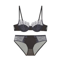 Ensemble de lingerie féminine en dentelle florale satinée, sexy, en maille transparente, soutien-gorge push-up à armatures, culotte élégante, sous-vêtements pour adultes