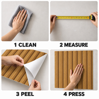 Papier peint autocollant à rayures en bois brun chaud, 2,3 mm, mousse PET IXPE, pour les murs de la tête de lit de la chambre à coucher