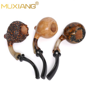 MUXIANG Wood Smoking Pipe Bent Type Solid Tobacco Pipe For Men Gift - Product Image 3