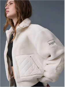 Giacca a vento casual in pile spesso con cerniera e collo a lupetto in pelliccia di agnello tinta unita ForALO, nuova collezione autunno 2025 - Product Image 2