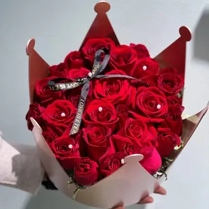 Couronne tenant boîte à fleurs boîte-cadeau étanche fête des mères Rose Bouquet fleur Arrangement boîte d'emballage