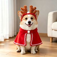 Tenue de Noël pour animaux de compagnie : Costume de renne, Cape de Père Noël, Bandeau à cornes de renne, Chapeau de Père Noël, Écharpe, Costume de Noël pour animaux